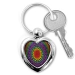 Rainbow Mandala Circle Key Chains (Heart)  Front