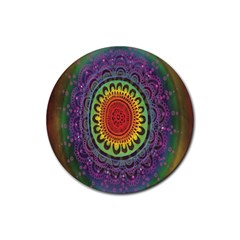 Rainbow Mandala Circle Rubber Coaster (round)  by Mariart