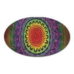 Rainbow Mandala Circle Oval Magnet by Mariart