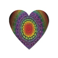 Rainbow Mandala Circle Heart Magnet