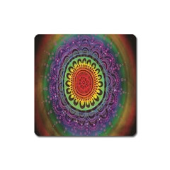 Rainbow Mandala Circle Square Magnet