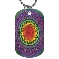 Rainbow Mandala Circle Dog Tag (one Side)