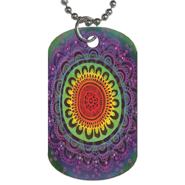 Rainbow Mandala Circle Dog Tag (Two Sides)