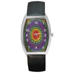 Rainbow Mandala Circle Barrel Style Metal Watch