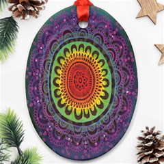 Rainbow Mandala Circle Oval Ornament (two Sides) by Mariart