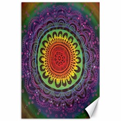 Rainbow Mandala Circle Canvas 24  X 36 