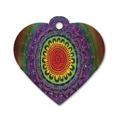 Rainbow Mandala Circle Dog Tag Heart (two Sides)