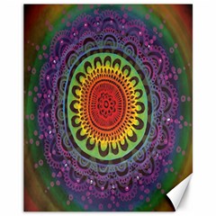 Rainbow Mandala Circle Canvas 11  X 14  