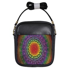 Rainbow Mandala Circle Girls Sling Bags by Mariart