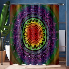 Rainbow Mandala Circle Shower Curtain 60  X 72  (medium)  by Mariart