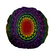 Rainbow Mandala Circle Standard 15  Premium Round Cushions by Mariart