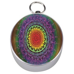 Rainbow Mandala Circle Silver Compasses