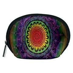 Rainbow Mandala Circle Accessory Pouches (medium)  by Mariart