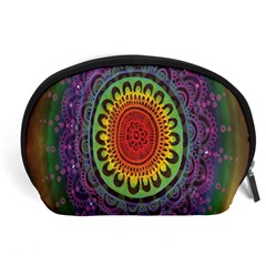 Rainbow Mandala Circle Accessory Pouches (large) 