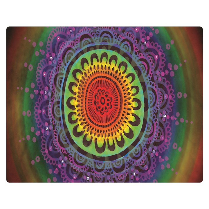 Rainbow Mandala Circle Double Sided Flano Blanket (Medium) 