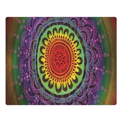 Rainbow Mandala Circle Double Sided Flano Blanket (large) 