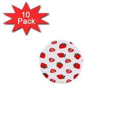 Red Fruit Strawberry Pattern 1  Mini Buttons (10 Pack) 