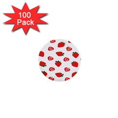 Red Fruit Strawberry Pattern 1  Mini Buttons (100 Pack) 