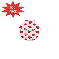 Red Fruit Strawberry Pattern 1  Mini Magnets (100 Pack) 