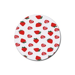 Red Fruit Strawberry Pattern Rubber Coaster (round) 