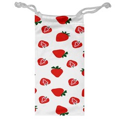 Red Fruit Strawberry Pattern Jewelry Bag by Mariart