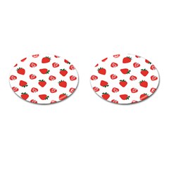 Red Fruit Strawberry Pattern Cufflinks (oval) by Mariart