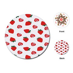 Red Fruit Strawberry Pattern Playing Cards (round)  by Mariart