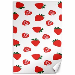 Red Fruit Strawberry Pattern Canvas 24  X 36 