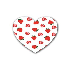 Red Fruit Strawberry Pattern Heart Coaster (4 Pack) 