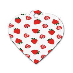 Red Fruit Strawberry Pattern Dog Tag Heart (two Sides)