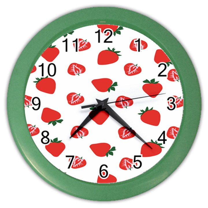 Red Fruit Strawberry Pattern Color Wall Clocks