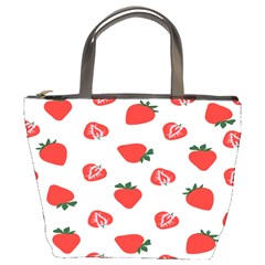 Red Fruit Strawberry Pattern Bucket Bags