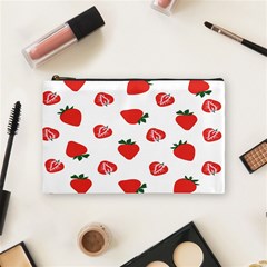 Red Fruit Strawberry Pattern Cosmetic Bag (medium)  by Mariart