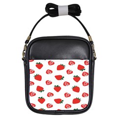 Red Fruit Strawberry Pattern Girls Sling Bags by Mariart