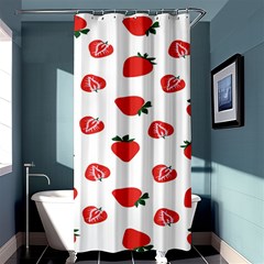 Red Fruit Strawberry Pattern Shower Curtain 36  X 72  (stall) 