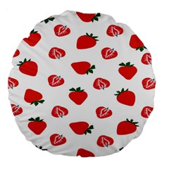 Red Fruit Strawberry Pattern Large 18  Premium Round Cushions by Mariart