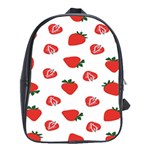 Red Fruit Strawberry Pattern School Bag (XL) Front