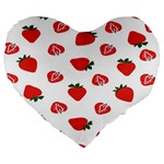 Red Fruit Strawberry Pattern Large 19  Premium Heart Shape Cushions Front