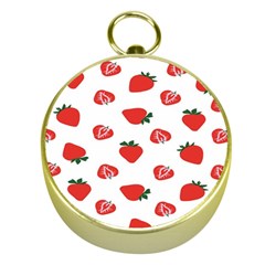 Red Fruit Strawberry Pattern Gold Compasses