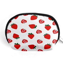 Red Fruit Strawberry Pattern Accessory Pouches (medium)  by Mariart