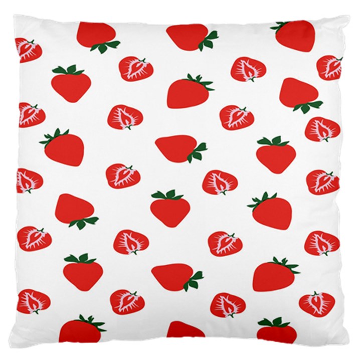 Red Fruit Strawberry Pattern Large Flano Cushion Case (One Side)