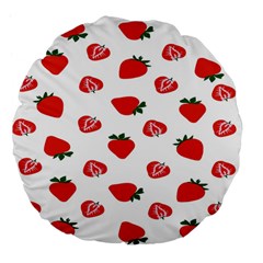 Red Fruit Strawberry Pattern Large 18  Premium Flano Round Cushions by Mariart