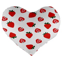 Red Fruit Strawberry Pattern Large 19  Premium Flano Heart Shape Cushions by Mariart