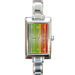 Rainbow Stripes Vertical Colorful Bright Rectangle Italian Charm Watch