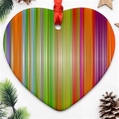 Rainbow Stripes Vertical Colorful Bright Ornament (heart)