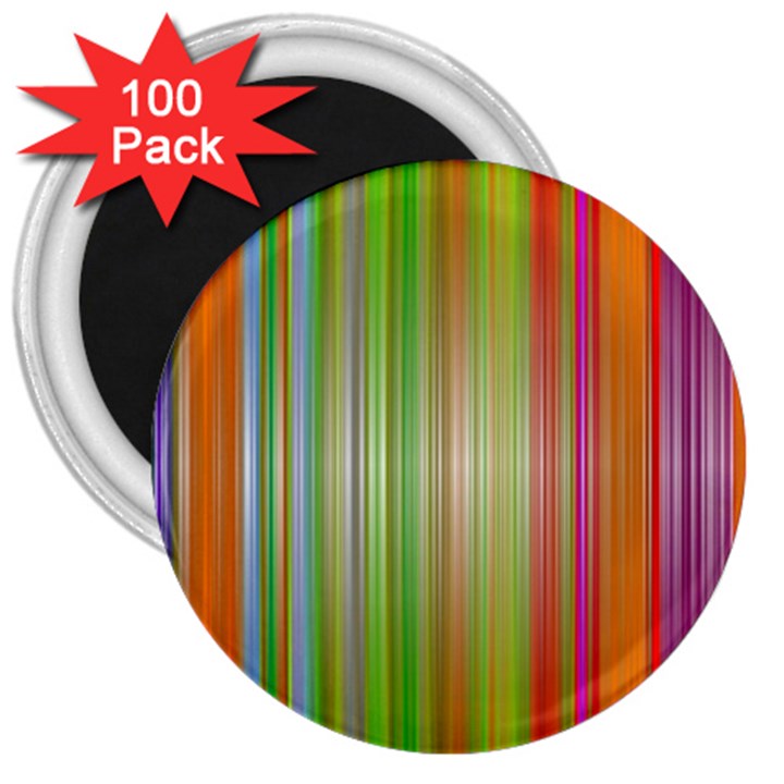 Rainbow Stripes Vertical Colorful Bright 3  Magnets (100 pack)