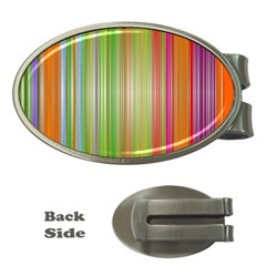 Rainbow Stripes Vertical Colorful Bright Money Clips (Oval) 