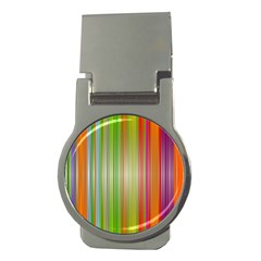 Rainbow Stripes Vertical Colorful Bright Money Clips (round) 