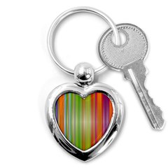 Rainbow Stripes Vertical Colorful Bright Key Chains (Heart) 