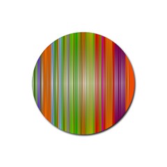 Rainbow Stripes Vertical Colorful Bright Rubber Round Coaster (4 Pack)  by Mariart